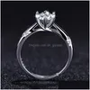 Bague solitaire Europe et États-Unis Live New S925 Classic Six Claw Simation Diamond Lovers Wedding Factory W Dh2Gm