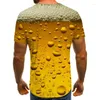 Men's T Shirts Beer 3D Printing T-Shirt Men Funny Novelty O Neck Short Sleeve Top