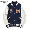 Jaquetas masculinas supZoom chegou a letra de costela de algodão de algodão de algodão Moda única Basual Bomber Baseball Jaqueta de beisebol solto Cardigan 230209