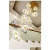 Pendant Lamps Lotus Leaf Staircase Chandelier Lamp Modern Minimalist Living Room Lighthouse El Creative Personality Led Mtihead Drop Dhytl