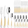 Dinnerware Sets Durtens 24Pcs Vintage Cutlery Set Stainless Steel Fork Knife Spoon Flatware Tableware Kitchen Silverware Bright