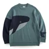 Blusas masculinas suéteres de hip hop masculino masculino harajuku desenho animado solitário impressão de baleia jumper moda de tamanho grande casual pullover solto unissex Outwear 230209