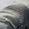 Jeans da uomo Europei High Street Moda Uomo Slim Fit Retro Giallo Blu Pantaloni Hip Hop Denim Hombre Americano Streetwear Biker UomoUomo