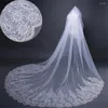 Bridal Veils Cathedral Wedding Veil Long Two Layer Lace Appliqued Edge Beading With Comb Bride Accessories 3Meters Velo De Novia