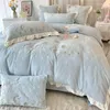 Beddengoedsets luxueuze ster geborduurde melk fleece winter warme quilt deksel vierdelige dikke dubbelzijds koraal gemonteerd laken