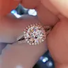 Ringos de cluster em abeto excelente corte 2 ct nove xarone flor D cor anel de moissanite 925 Passo de diamante de diamante