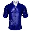 Camisas casuales para hombres Royal Blue Men Shirt Formal Manga larga Turn-Down Collar Classic Tejido Fit Party Masculino Diseñador de bodas Barry.Wang CY-700