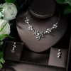 Halsband örhängen set hibride design clear blad kubik zirkoniumkvinnor bröllop brud klänning tillbehör grossistpris n-366