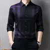 Plaid Print Shirts Wrinkle resistant and Iron free Men's Long Sleeve Luxurious and Comfortable Lapel Slim Shirts Spring and Autumn