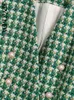 KPYTOMOA femmes mode Double boutonnage Tweed Blazer manteau Vintage à manches longues poches passepoilées vêtements de dessus pour femmes Chic Veste Femme 230209