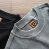 Camisetas masculinas humanas fez amor bordado waffle de cor sólida de cor comprida camisetas T230209