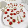 Stud Trendy Retro Red Drop Clearings Women Girls Elegant Shiny Sinestone Flower Heart Orecchini Orecchini per le orecchie per festa di gioielli da festa