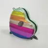 Lady kurtGe Heart Designer Bag Shape Rainbow Shoulder Bags Women Colorful Purse Handbag For Christmas Gift Crossbody Bags 230209