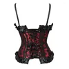 Bustiers Korse Kadın Gotik Çiçek Dantel Up Corset Elbise Showgirl Clubwear Lingerie Kostüm Burlesque Vintage ve Etek Seti