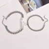 Cadena de eslabones Vnox Pulseras de pareja para mujeres Hombres Nunca se desvanecen Cadena cubana de acero inoxidable con pulsera con dije de corazón Regalo de amor G230208