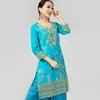 ملابس عرقية خمر الهند باكستان النسائية الحجاب المطرزة قمم السراويل بدلات 3pcs مجموعة الساري kurties المسلم دبي أباي.