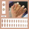 False Nails 24pcs Fake with Design Bling Press on Set French Pink Acrylic人工接着剤