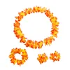 Klasik tarzı çiçek çelenkleri 4 adet set Hawaiian Çim Etek Aksesuarlar Bilezikler Kafa Bandı Kolye Dans Partisi Süslemeleri İçin Hibiscus Saç Klip