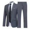 Men's Tracksuits Men Business Suit Set Classic Stylish Lapel Buttons Pockets Blazers Male High-end Social Formal Suit 2Pcs Set Groom Wedding Suit 230208