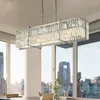 Hanglampen moderne luxe eetkamer E14 LED -lichten rechte glans chroom staal k9 kristal hang lamp stang hangend armaturen