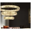 Kroonluchters moderne kroonluchter voor woonkamer grote el hall trap led kristal ronde ringen verlichtingsarmaturen home decor lamp druppel de dh1fh