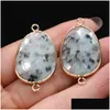 Charms Natural Semiprecious Stone Pendant Connector Flash Labradorite Diy Jewelry Making Necklace Bracelet Giftcharms Drop Del Dh5Mm