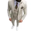 Мужские костюмы Blazers Последний дизайн брюки Beige Beige Suit Prom Tuxedo Slim Fit 3 Piece Groom Wedding for Custom Blazer Terno Masuclino 230209