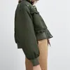 Женские куртки ZXQJ Женщины мода базовая свободная мягкая куртка бомбардировки Vintage с длинным рукавом теплый женский женский верхняя одежда шикарные топы 230209