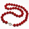 Chaînes Charmes Corail Rouge Artificiel 8mm Mode Perles Rondes Collier Bijoux Femmes Fête Élégant Cadeau 18 pouces B1467