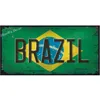 Vintage Brazilië Auto Number Poster Kenteken Populaire stad Brazilië Nationale vlag Retro tinnen borden Home Decor Stickers 15x30cm Woo