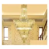 Kronleuchter Luxuskristalllicht Kronleuchter f￼r Treppenhaus Moderne Loft -Kettenbeleuchtung Home Dekoration Gold LED Cristal Lamps Dhcou