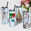 USA Warehouse 20oz Sublimation Straight tumblers with Steel Straw Rubber Bottoms Stainless tumbler Coffee Mug Water Bottle Shiny Matte Cups