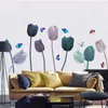 Stickers muraux 3D Stéréo Tulipes Fleurs Esthétique Teen Room Stickers Home Office Decor Wallstickers Art Affiches Auto-adhésif PVC