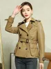 Women's Leather Genuine Sheepskin Suede Coat Women Moto Jacket Suit LF2315SF