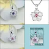 Pendentif Colliers Jolie Fleur Femmes Déclaration 925 Sterling Sier Bijoux Plaqué Imitation Diamant Collier Drop Livraison Pendentifs Dhksa