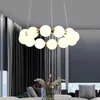 Plafonniers Lumière Luxe collier de perles anneau boule de verre blanc led plafond lustre français salon chambre lampe 0209