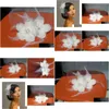 Brautschleier Blumen Rose Vogelkäfig Schleier Hochzeit Vogelkäfig Netting Gesicht Kurze Feder Blume Weiß Fascinator Braut Hüte mit Drop de DHNXF