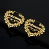 Hoop Huggie Custom Bamboo Hoop Earrings for Women Girl Personalized Stainless Steel Customized Heart Shape Earrings Statement Jewelry 230209