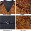 Mens Vests HiTie 100% Silk Waistcoat for Suit Vintage Fashion Formal Brown Paisley Dress Wedding Party formal Dresses 230209