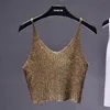 Damestanks Camis Sparkling Pailletten Half Taille Render Knitwear Hollow-out is sexy taille condole top bijgesneden sexy streetwear vrouw tops zomer 230209