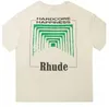America Tide Brand RHUDE Printed T Shirt Men Women Washed Do Old Round Neck treetwear T-shirts Spring Summer High Street Style Qua283I