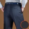 Mens Pants Autumn Winter trousers thick Fleece suit pants business casual High waist dress middleaged men warm antiwrinkle 230209