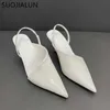 Sandals Suojialun 2023 primavera nuovo marchio donna sandalo moda sottile tacco alto elegante donna droghe scarpe scarpe scivolare su slingback party sho t230208