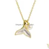 ペンダントネックレスNew S925 Sterling Sier Necklace Womens Natural Pearl Fishtail Shell Clavicle Mermaid Dr Dh9cy