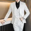 Mens Suits Blazers White Floral One Button Party Wedding Groom Tuxedos Groomsmen 2 Piece Suit Jacket Pants Manlig kostym Mariage Homme 230209