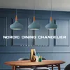 Lights Nordic Color LED Pendant Light Restaurant Kitchen Tak ljuskrona matbord hängande lampa retro lampskärmsdekor belysning 0209
