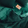 Set di biancheria da letto Autunno Inverno Set di flanella lavorata a maglia 4 pezzi Copripiumino in pile di colore solido Federa Trapunta di velluto spesso caldo