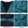 Mens Vests Novely Slim 4pc Vest Slips Hanky ​​Cufflinks Silk Waistcoat Neck Tie Set For Suit Dress Wedding Paisley Floral Fat 230209