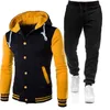 Women's Two Piece Pants 2023 Fashion Mens Street Retro Baseball Uniform Hooded Jackets 2 Sets Brand Harajuku Wild Casual Couples Coats