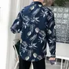 Męskie koszulki lapowe Lapel z długim rękawem pojedynczy piersi kieszonkowy kieszonkowy koszula Spring Autumn Coconut Tree Print Hawaiian Top Codzienne odzież